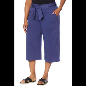 EZ by Nina Leonard Wide-Leg Lounge Culotte Pant Blue - Regular